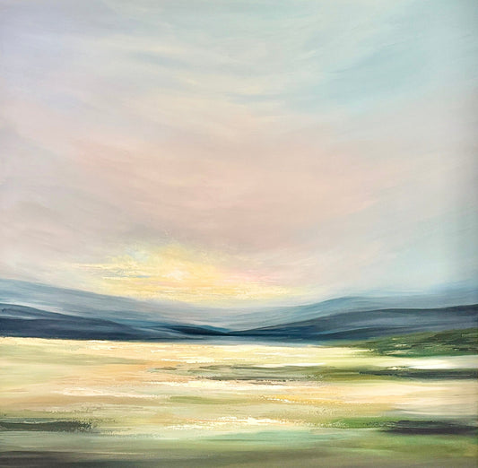 Misty mountain sunset